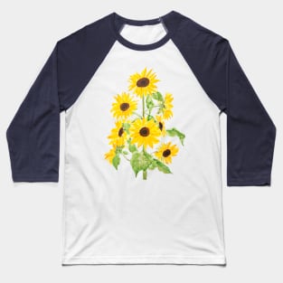 yellow sunflower watercolor painting 2021 Baseball T-Shirt